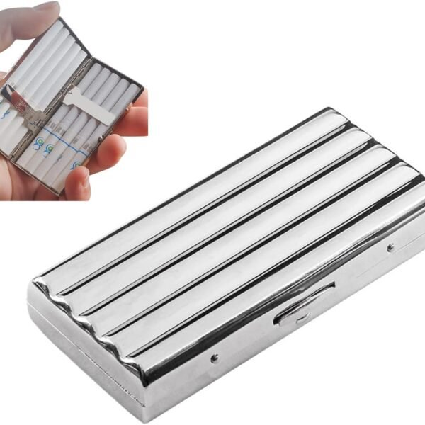 Premium Metal Cigarette Case with Double-Sided Spring Clip - Holds 10 Regular