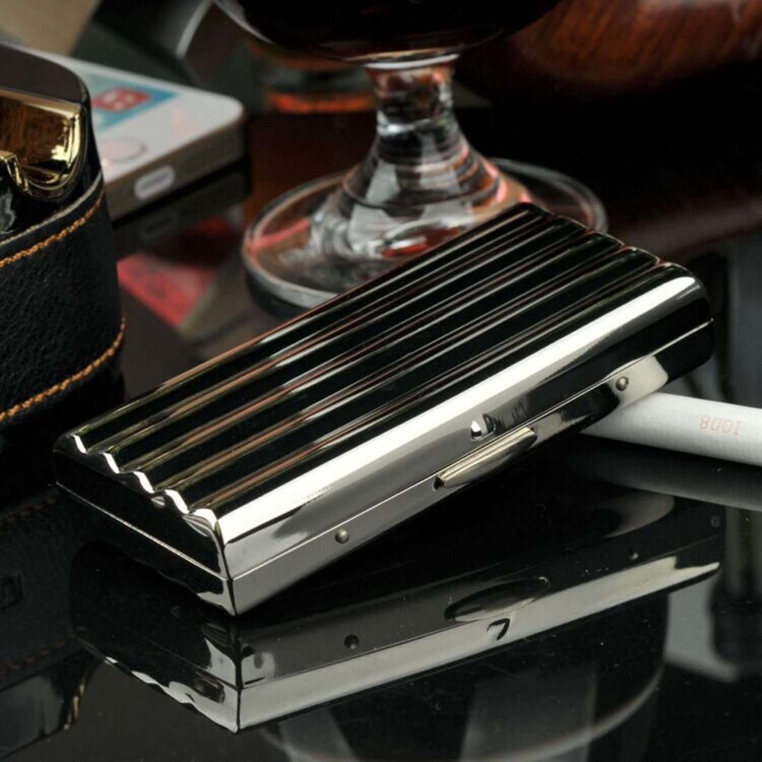 Premium Metal Cigarette Case with Double-Sided Spring Clip - Holds 10 Regular - Image 7