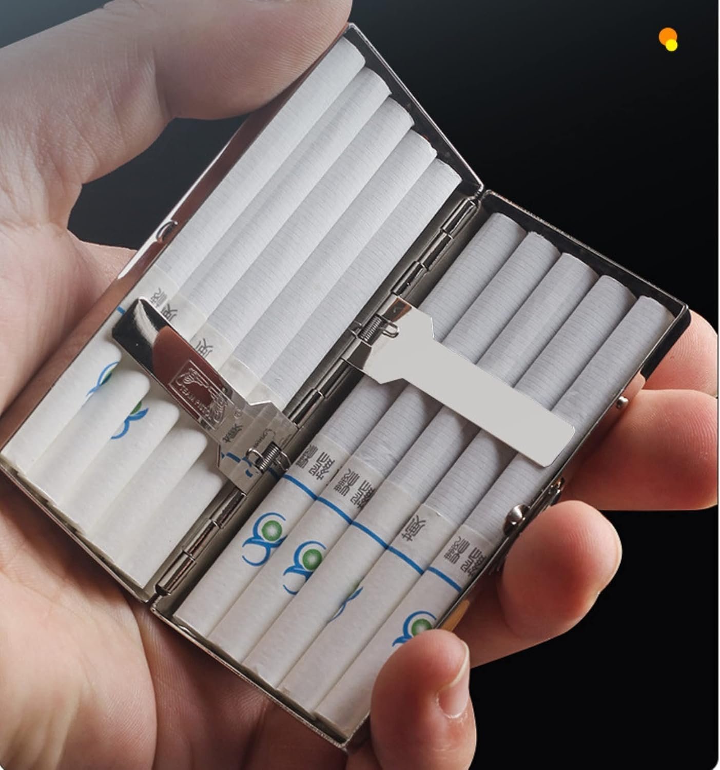 Premium Metal Cigarette Case with Double-Sided Spring Clip - Holds 10 Regular - Image 3